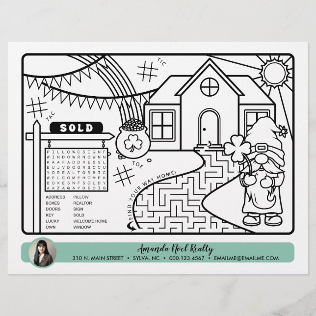 march realtor open house colouring activity page (Front)