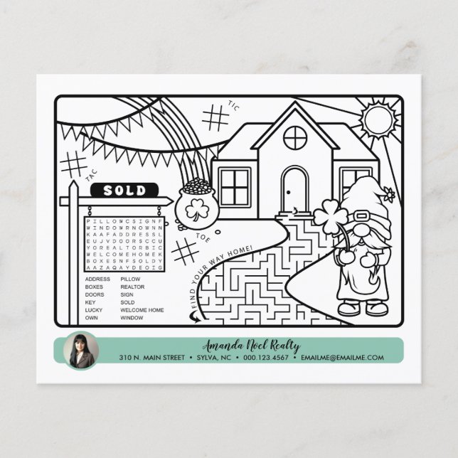 march realtor open house colouring activity page (Front)