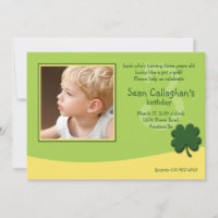 March Shamrock Photo Birthday Invitation