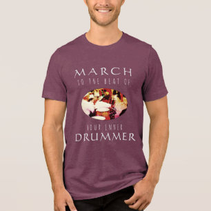 "March to Your Inner Drummer" Gold Red Inspiration Tri-Blend Shirt