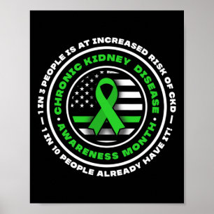 March We Wear Green Rainbow Kidney Disease Poster