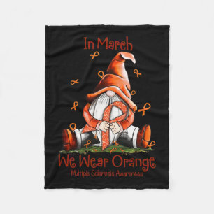 March We Wear Orange Gnome Multiple Sclerosis Ms 1 Fleece Blanket