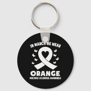 March We Wear Orange Ms Awareness Ribbon Heart Key Ring