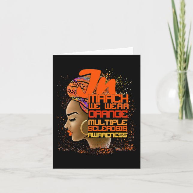 March We Wear Orange Multiple Sclerosis Afro Black Card (Front)