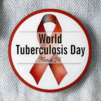 March World Tuberculosis Day Awareness Ribbon 6 Cm Round Badge