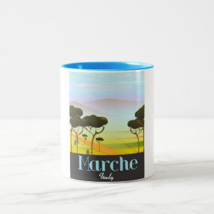 Marche Italy travel poster Two-Tone Coffee Mug