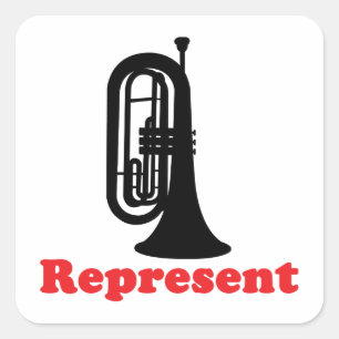 Marching Band Baritone Represent Square Sticker