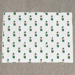 Marching Band Bunny Trombone Green Gold Pattern Large Gift Bag