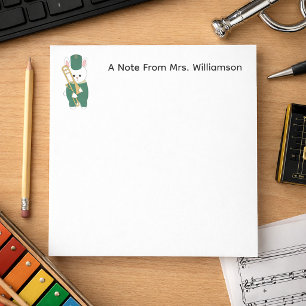 Marching Band Bunny Trombone Green Personalize Notepad