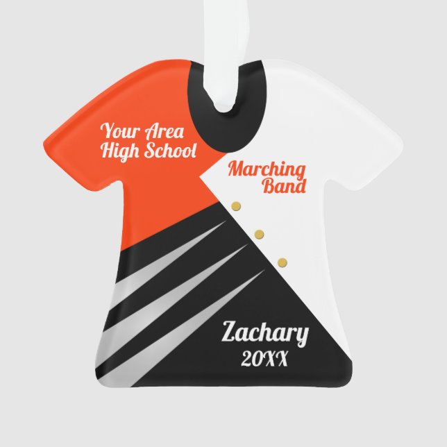 Marching Band Custom Orange and Black Ornament (Front)