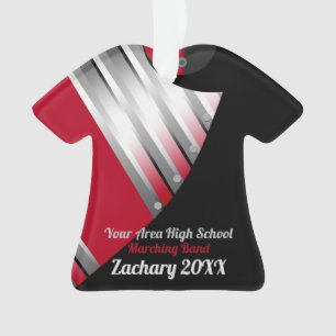 Marching Band Custom Red Silver and Black Ornament