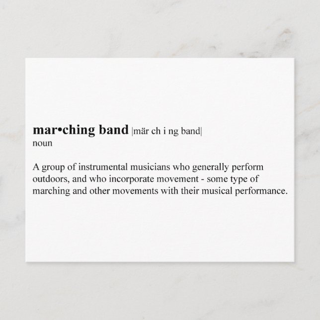 Marching Band Definition Postcard (Front)