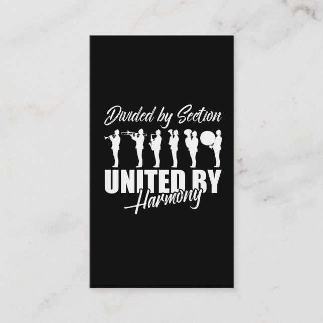 Marching Band Divided By Section United By Harmony Business Card (Front)