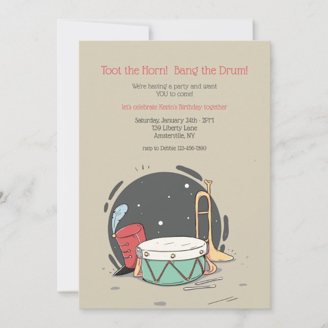 Marching Band Elements Birthday Party Invitation (Front)