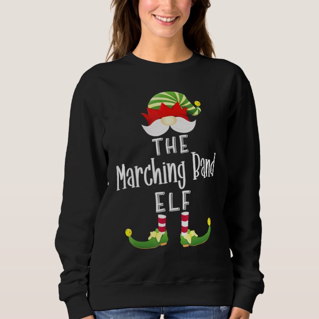 Marching Band Elf Group Christmas Pajama Party Sweatshirt (Front)