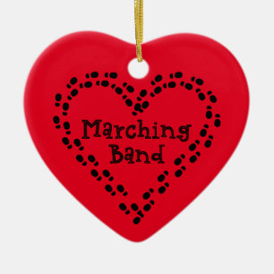 Marching Band Footprints Heart Ceramic Ornament