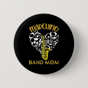 Marching Band Mum Heart Love Music Notes Saxophone 6 Cm Round Badge