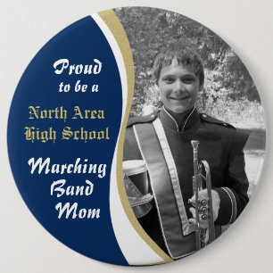Marching Band Mum with Photo Blue Gold 6 Cm Round Badge