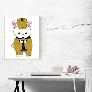 Marching Band Rabbit Clarinet Gold Yellow Black Poster