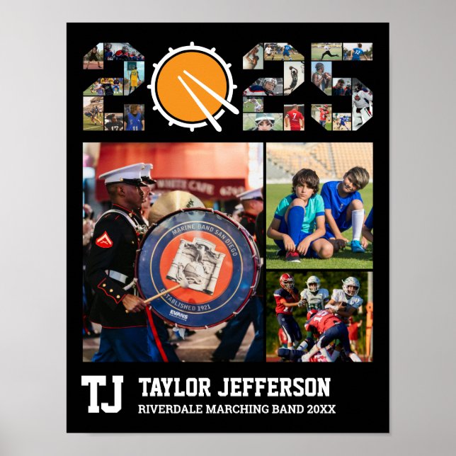 Marching Band Senior Class of 2025 Photo Collage Poster (Front)