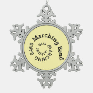 Marching Band Spiral Snowflake Pewter Christmas Ornament
