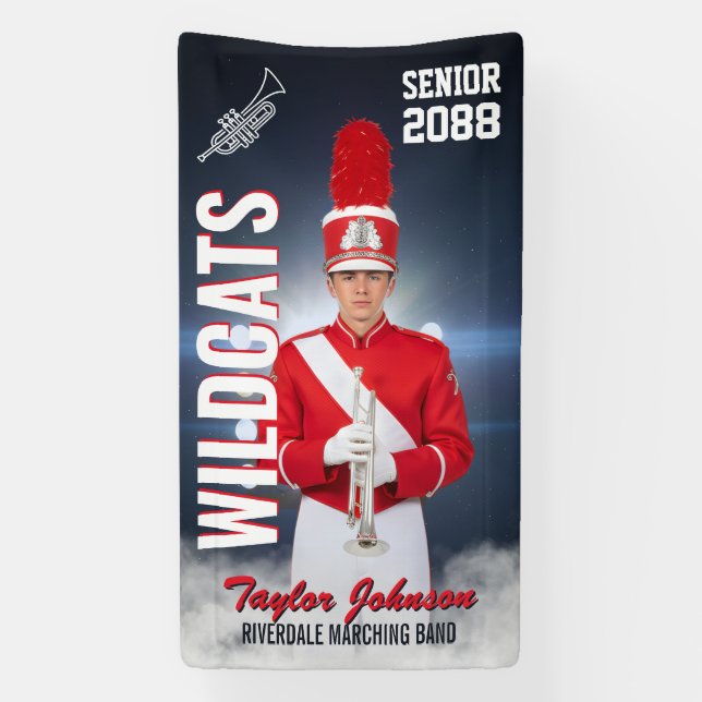 Marching Band Team Sports Photo Senior Night Banner (Vertical)
