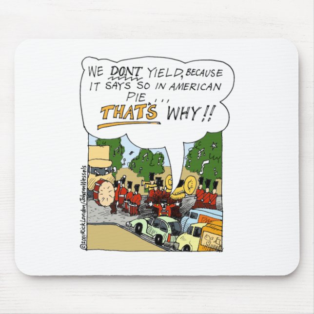 Marching Band Yields Funny Offbeat Cartoon Gifts Mouse Pad (Front)
