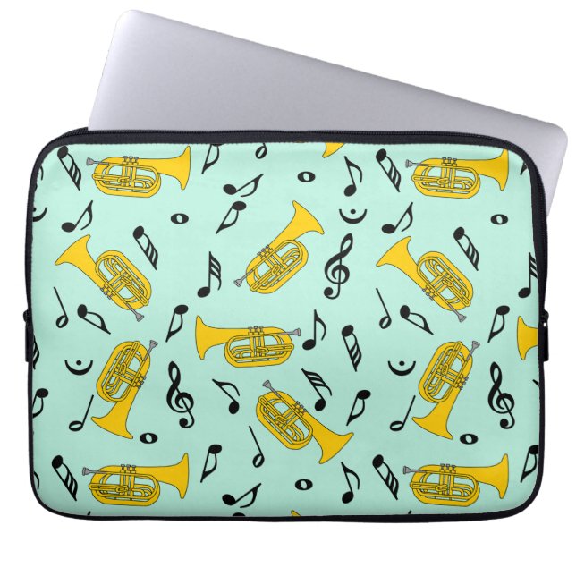 Marching Baritone Music Notes Bass Clefs Laptop Sleeve (Front)