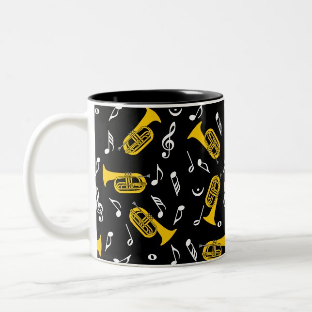*Marching Baritone Music Notes Two-Tone Coffee Mug (Left)