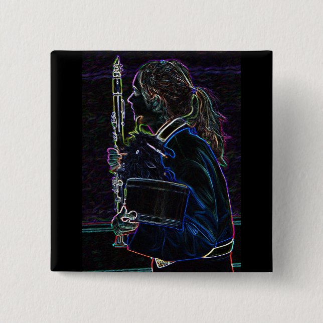 Marching Clarinetist Square Button (Front)