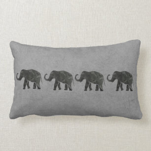 Marching elephant family lumbar cushion
