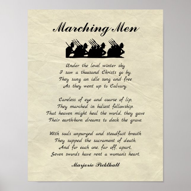 Marching Men World War I Poem Poster (Front)
