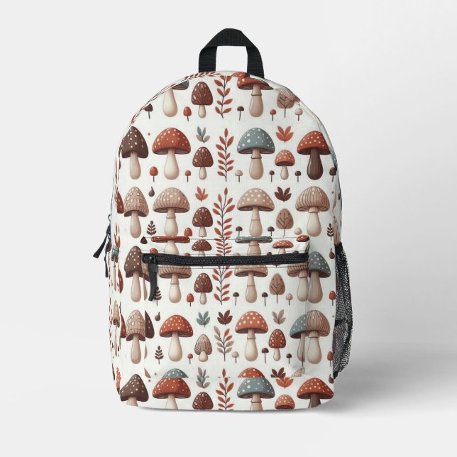 Marching Mushrooms Printed Backpack (Front)