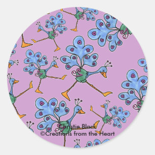 Marching Peacock collage Classic Round Sticker