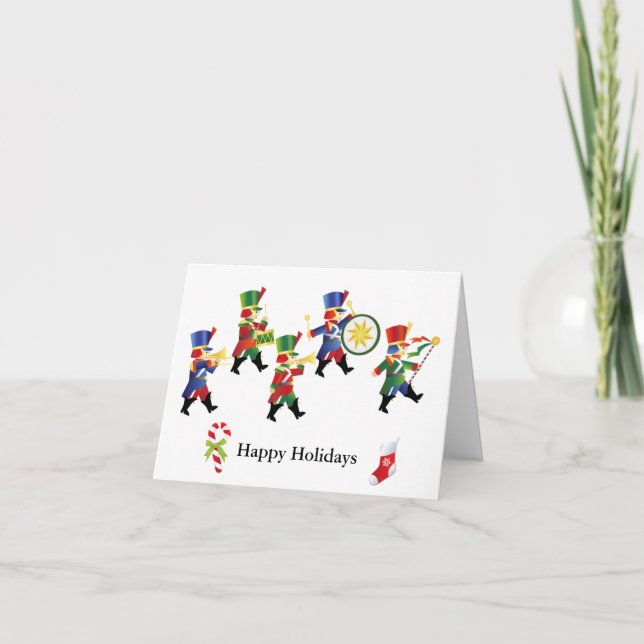 Marching Toy Soldiers Christmas Greeting Card (Front)