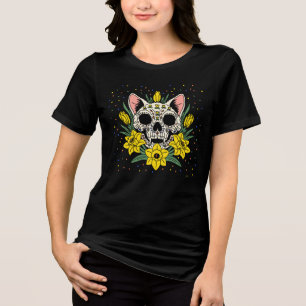 March's Daffodil & Cat Skull Tri-Blend Shirt