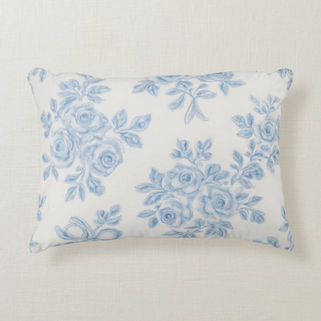 Marcie and Lour Blue Floral Decorative Cushion (Front)