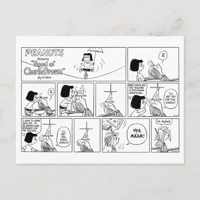 Marcie & Peppermint Patty In The Classroom Postcard (Front)