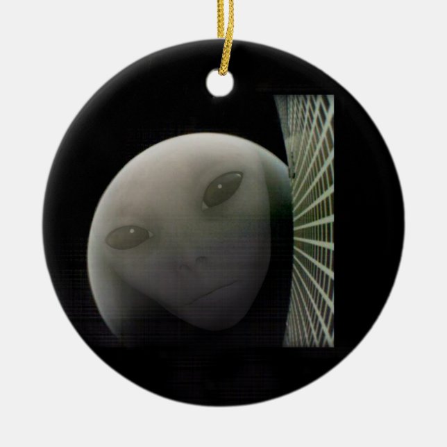 MarCO CubeSat Alien Mars Farewell Ceramic Ornament (Front)