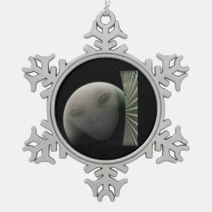 MarCO CubeSat Alien Mars Farewell Snowflake Pewter Christmas Ornament