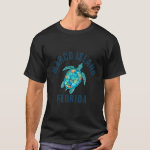 Marco Island Beach Design Sea Turtle Illustration T-Shirt
