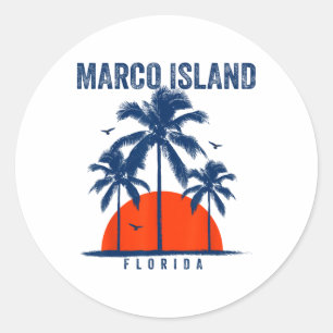 Marco Island Beach Florida Ocean Surfing Surfboard Classic Round Sticker