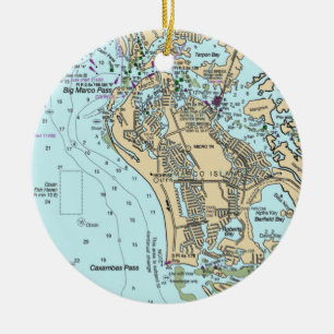 Marco Island FL Chart Ceramic Ornament