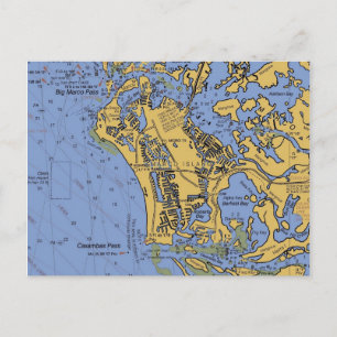 Marco Island, Florida Nautical Chart Postcard