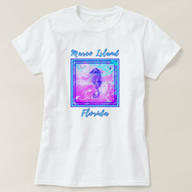 Marco Island Florida Pretty Seahorse Vacation T-Shirt (Design Front)