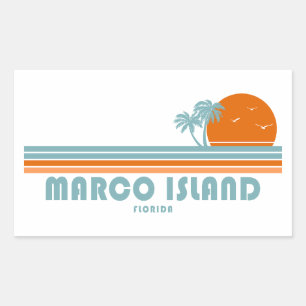 Marco Island Florida Sun Palm Trees Rectangular Sticker