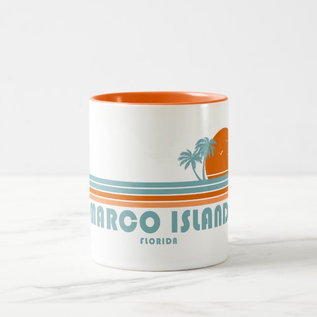 Marco Island Florida Sun Palm Trees Two-Tone Coffee Mug (Center)