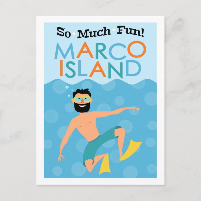 Marco Island Fun Hipster Travel Postcard (Front)