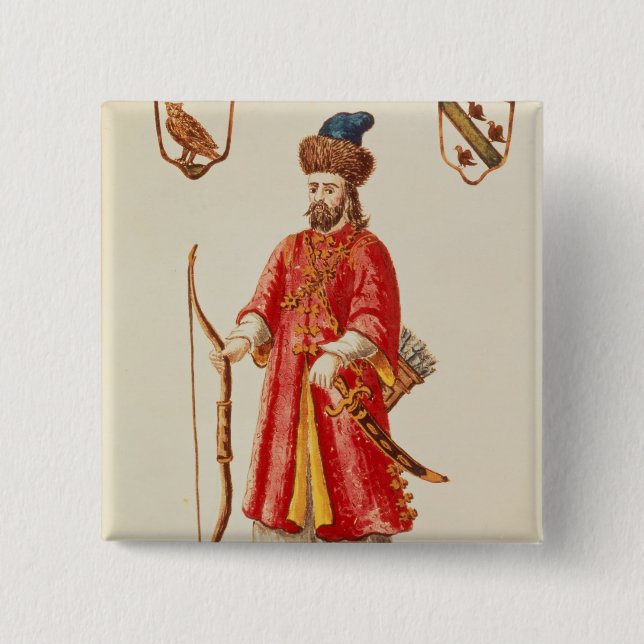 Marco Polo  dressed in Tartar costume 15 Cm Square Badge (Front)