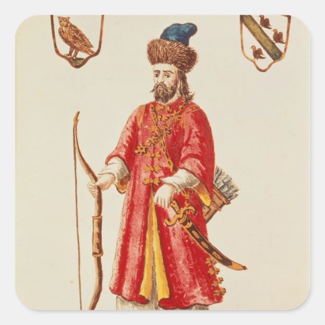 Marco Polo  dressed in Tartar costume Square Sticker (Front)